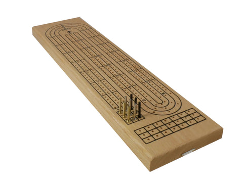 3-Track Oak Cribbage Board