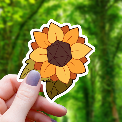 Sunflower Polyhedral D20 Sticker- 3"