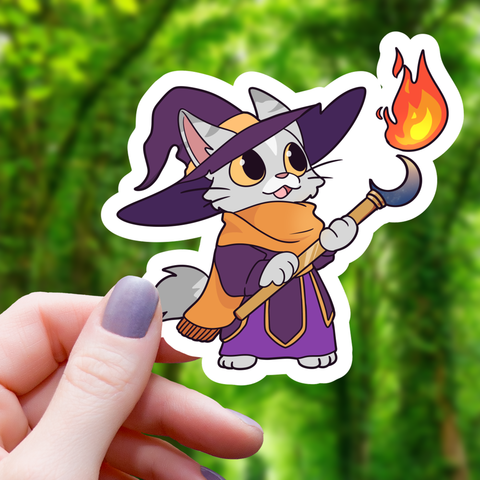 Cat Wizard RPG Class Sticker - 3"