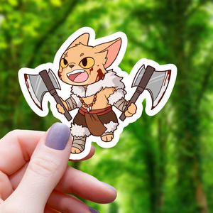 Cat Barbarian TTRPG Class Sticker - 3"