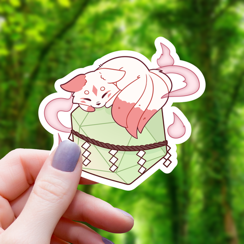 Kitsune on Polyhedral D20 Sticker - 3"