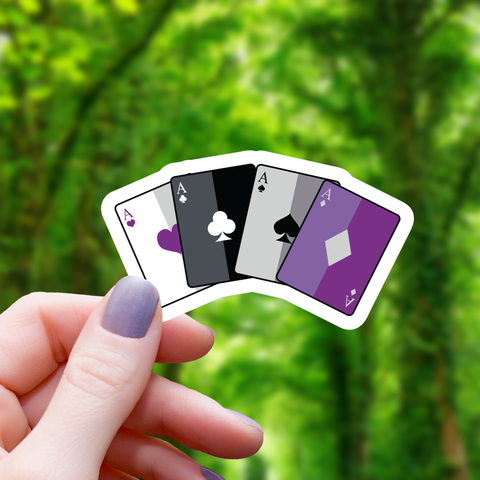 Asexual Playing Cards Sticker - 3"