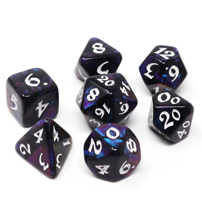 Dice - Elessia Moonstone Deepwalker With White, Set of 7