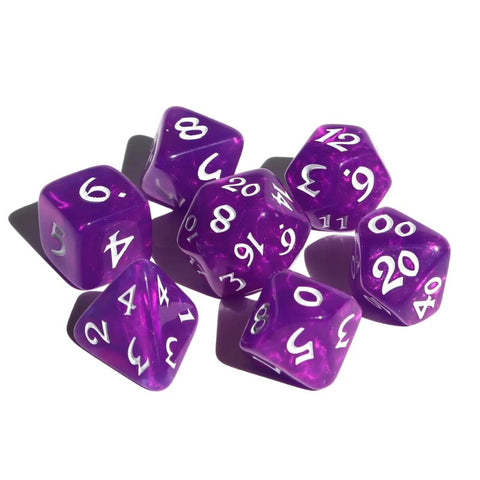 Dice - Elessia Moonstone Calypso With White, Set of 7