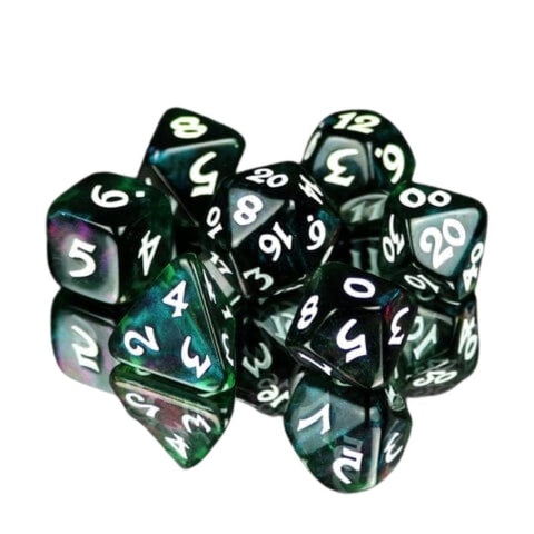 Dice - Elessia Moonstone Farallon With White, Set of 7
