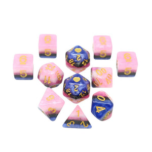 HeartBeat Dice - Opaque Genderfluid Pride 11-Piece RPG Set