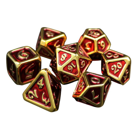 Dice - Polychrome Diaglyph Auric Ruby, Set of 7