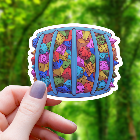 Polyhedral Dice Jail Sticker - 3"