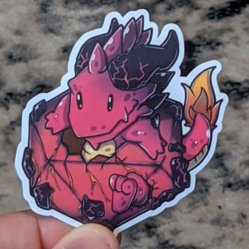 D20 Baby Magma Dragon Sticker