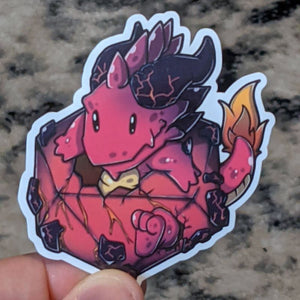 D20 Baby Magma Dragon Sticker