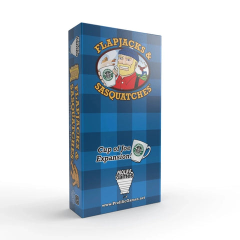 Flapjacks & Sasquatches Cup of Joe expansion box front - blue plaid