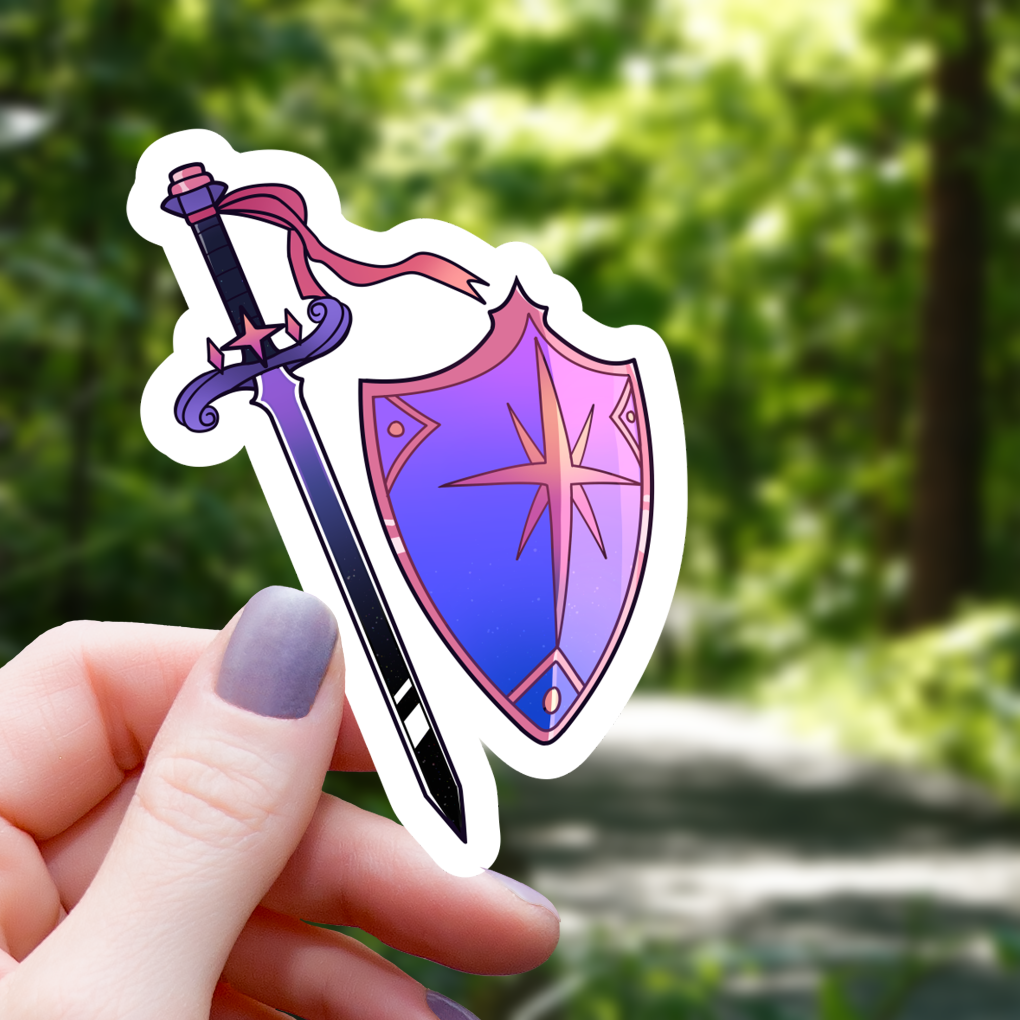 Aesthetic Sword and Shield Sticker - 3"