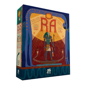 RA box front: colorful depiction of Ra, the ancient Egyptian sun god