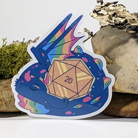 Rainbow Dragon D20 Sticker