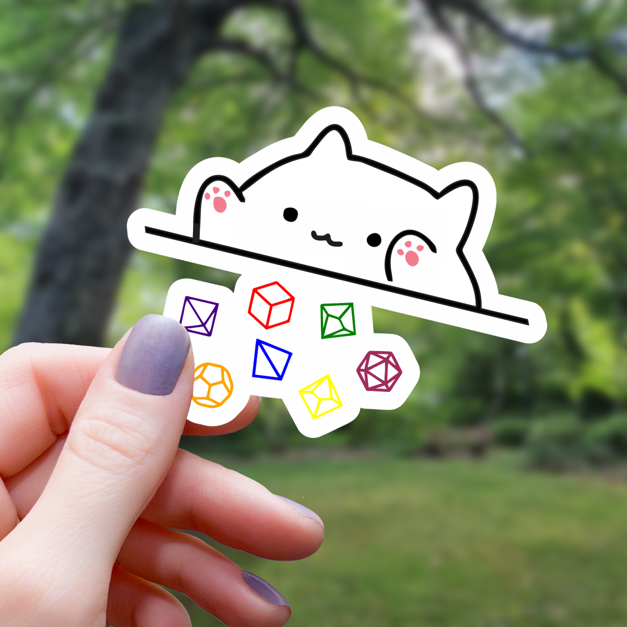 White Cat Throwing Dice Sticker