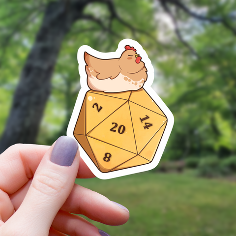Kawaii Chicken D20 Dice Sticker