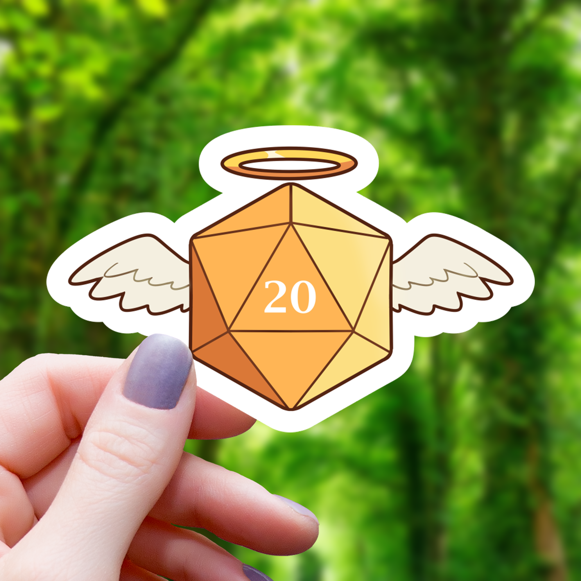 D20 Dice Angel Sticker