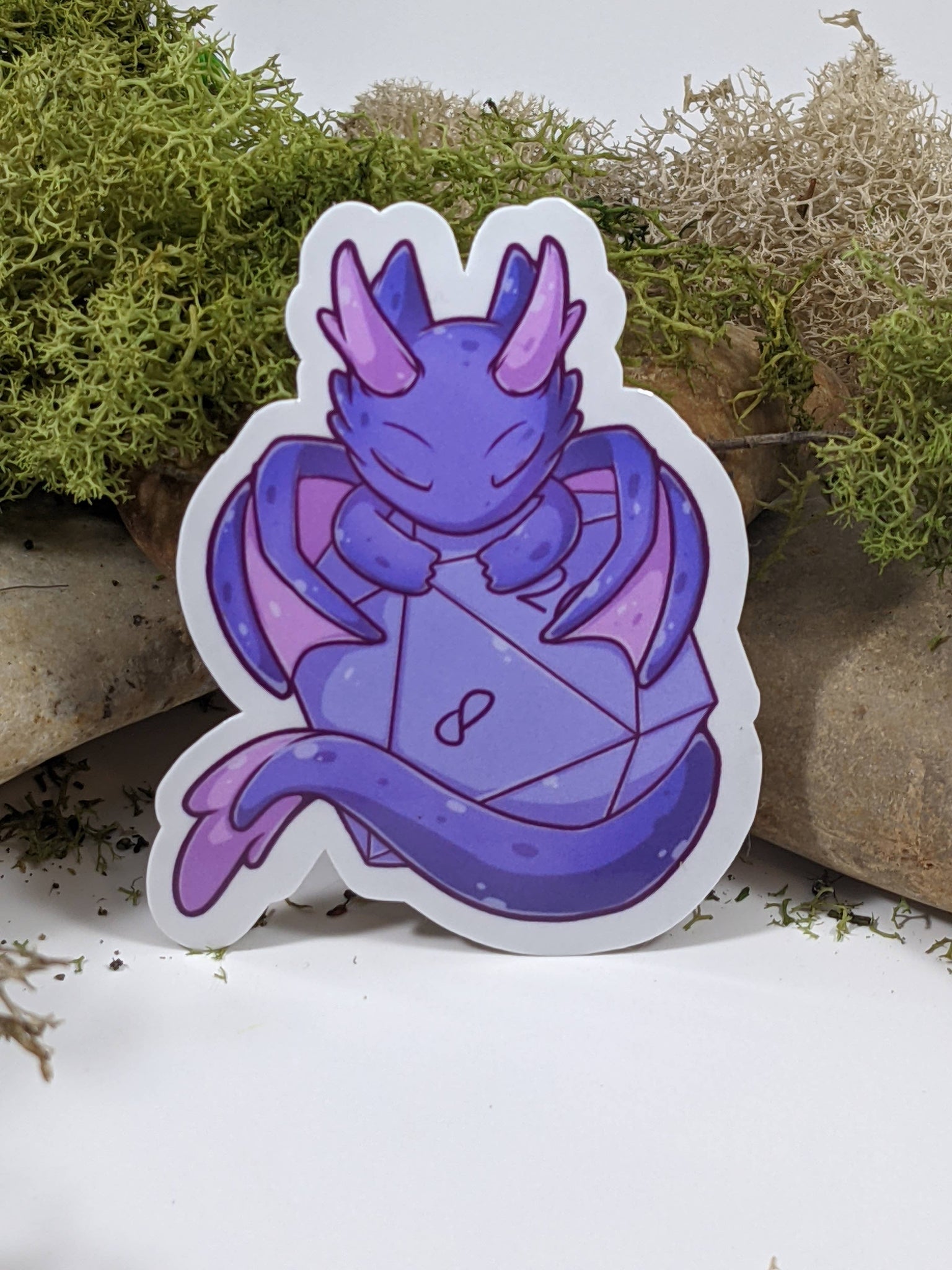 Purple Dragon with D20 Sticker