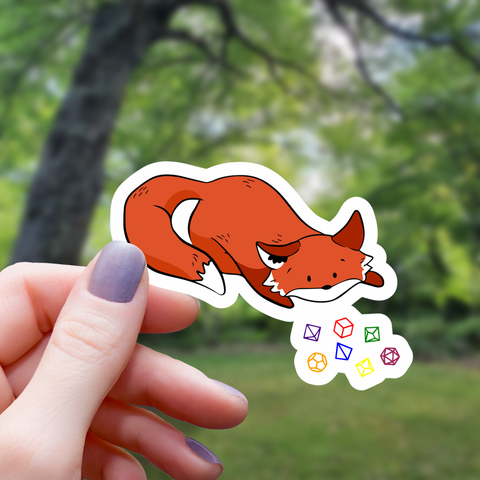 Fox Throwing Dice Sticker