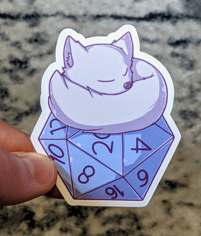 Sleeping Arctic Fox D20 Sticker