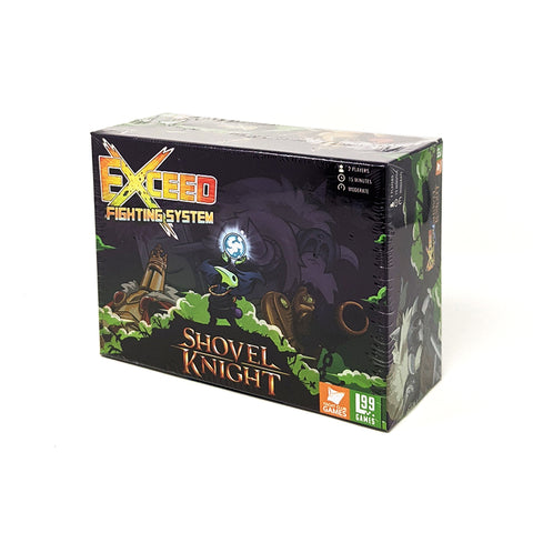 Box front: Exceed Fighting System: Shovel Knight, 2 players, 15 minutes