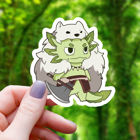 Axolotl Barbarian Sticker