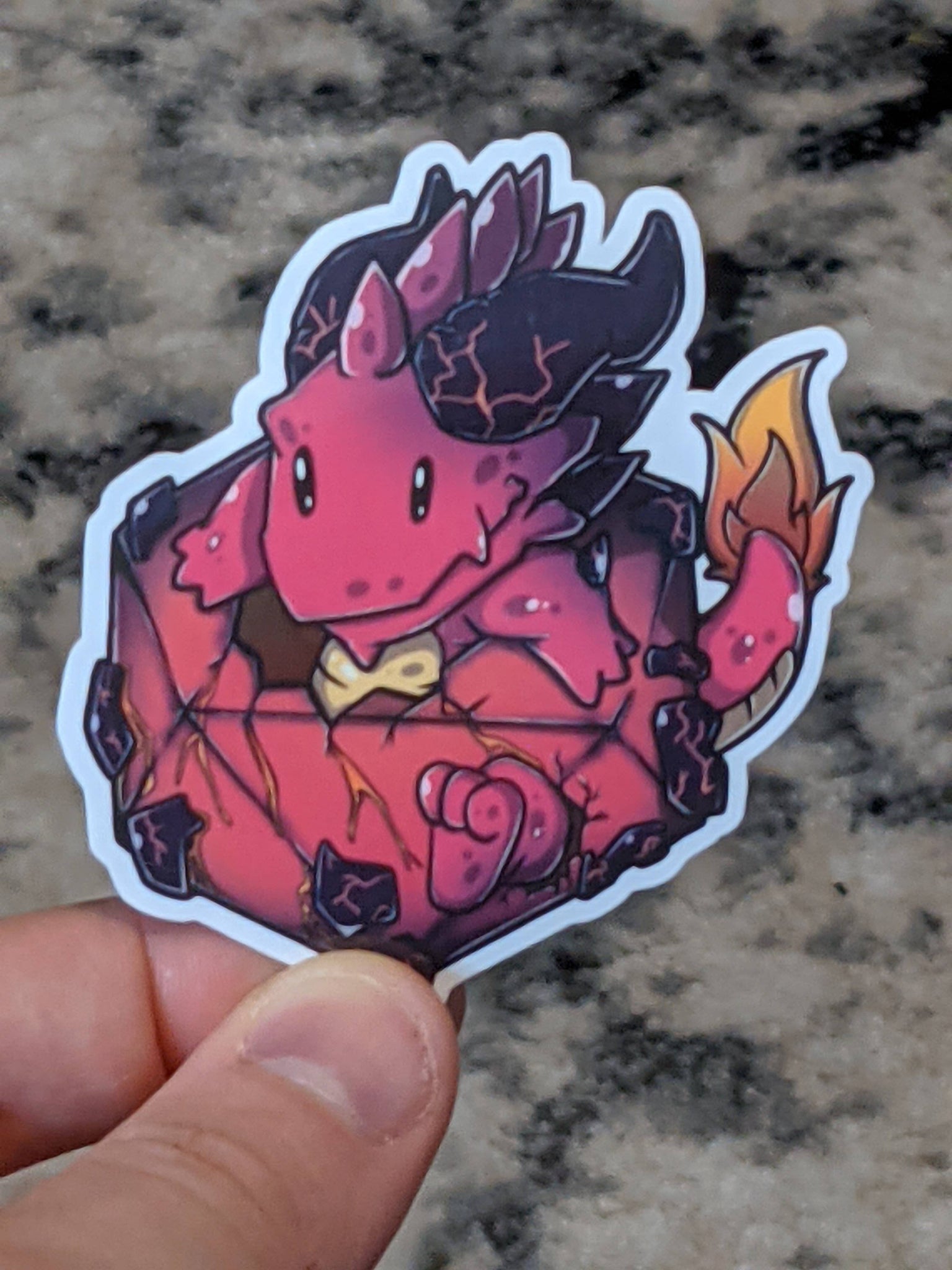 D20 Baby Magma Dragon Sticker