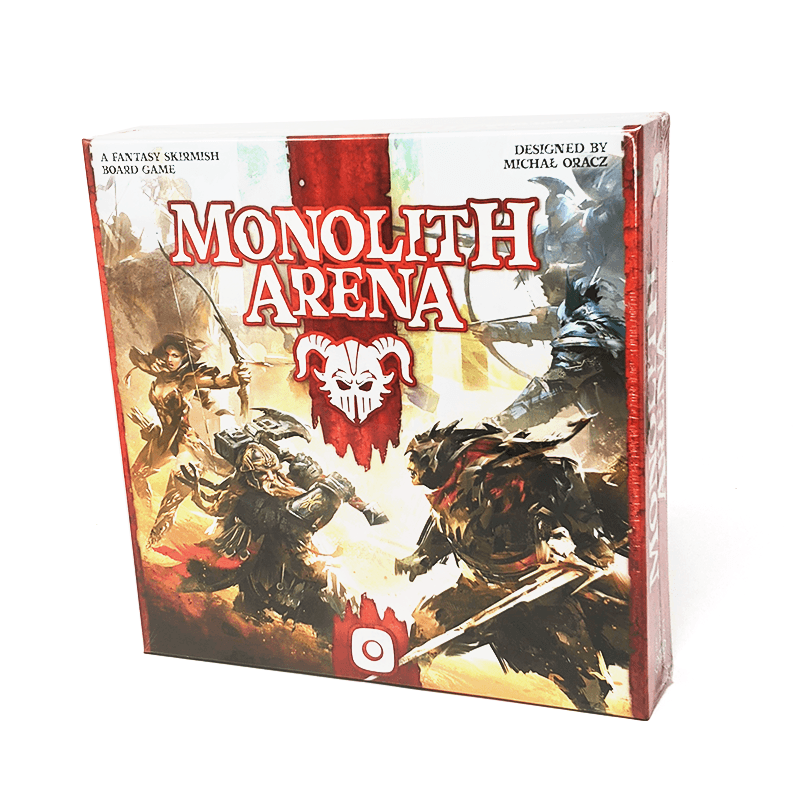 Monolith Arena box front: A fantasy skirmish board game designed by Michal Oracz
