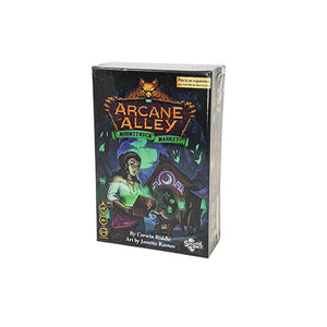 Moonstruck Market box front: This is an expansion. You need Arcane Alley to play. 45 minute playtime, ages 10+, 2-6 players