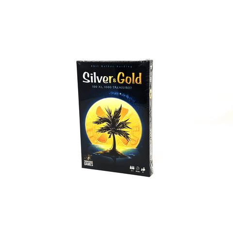 Silver & Gold box front: a palm tree silhouetted against the moon