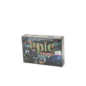 Box front: Tiny Epic Zombies, a game of brutal survival by Scott Almes